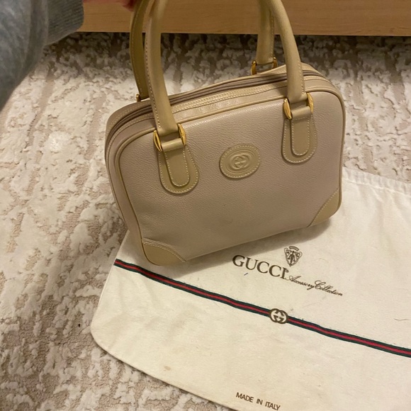 Authentic Gucci Vintage Leather Satchel Tote EUC Bone - Picture 4 of 13
